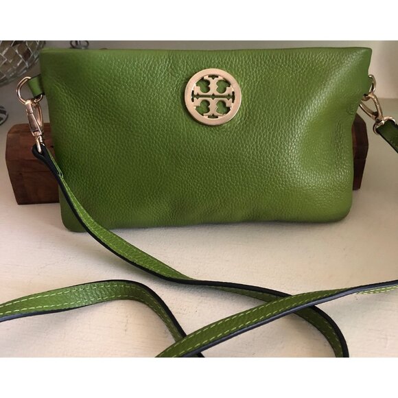 Tory Burch Handbags - **SOLD**TORY BURCH Bag Leather Crossbody Wheat Grass Green Small
